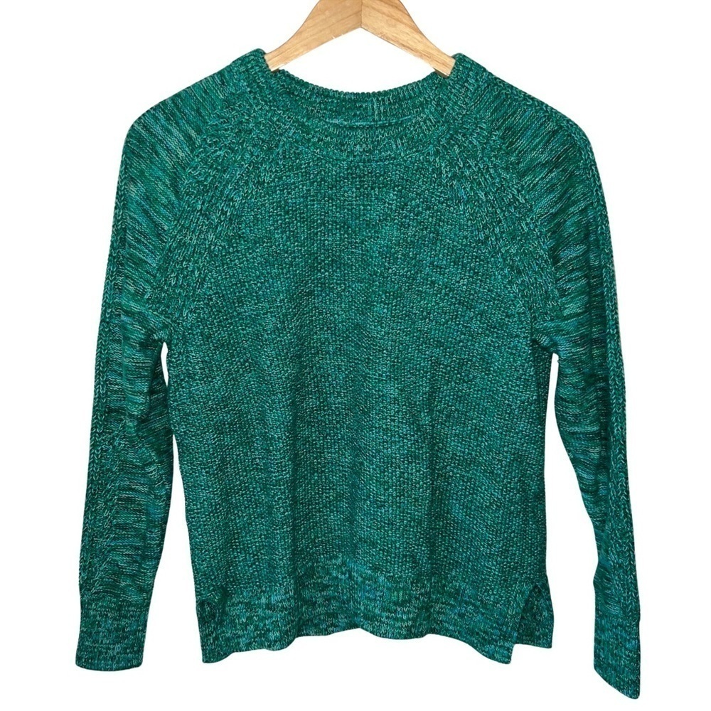 Gap Women’s Crewneck Cotton Sweater Green with Teal Flecks Size Medium